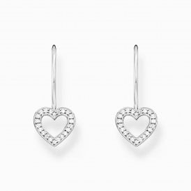 White Open Hearts CZ Hook Earrings H2292-051-14