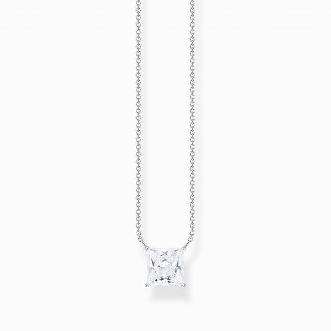 Thomas Sabo White Zirconia Square Pendant Necklace KE2212-051-14-L45