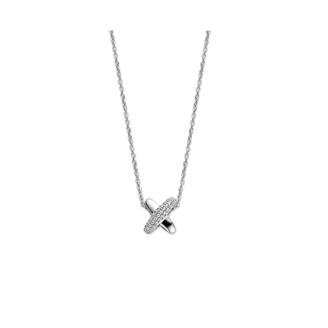 Ti Sento 34003ZI/42 SILVER PAVE CROSS NECKLACE 42CM