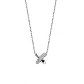 34003ZI/42 SILVER PAVE CROSS NECKLACE 42CM