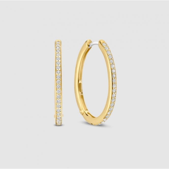 Ti Sento CLASSIC ZIRCONIA HOOP EARRINGS 18K YELLOW GOLD PLATING 7789ZY
