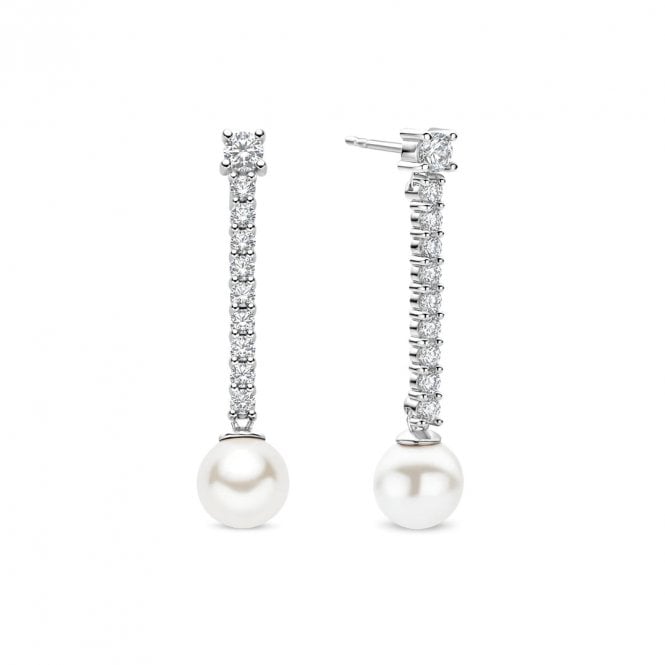 Ti Sento Drop Zirconia Pearl Stud Earrings 78070PW