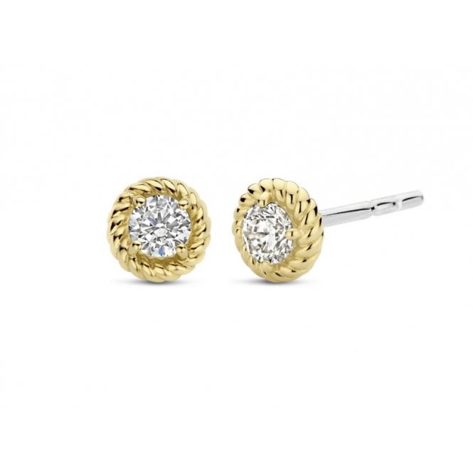 Ti Sento HALO WHITE CZ YELLOW GOLD PLATED STUDS 7934ZY