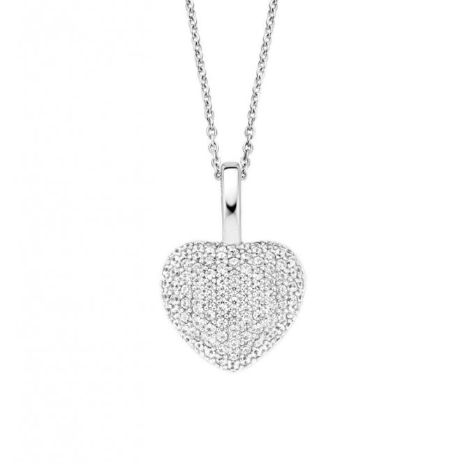 Ti Sento Pave Heart Necklace 6745ZI
