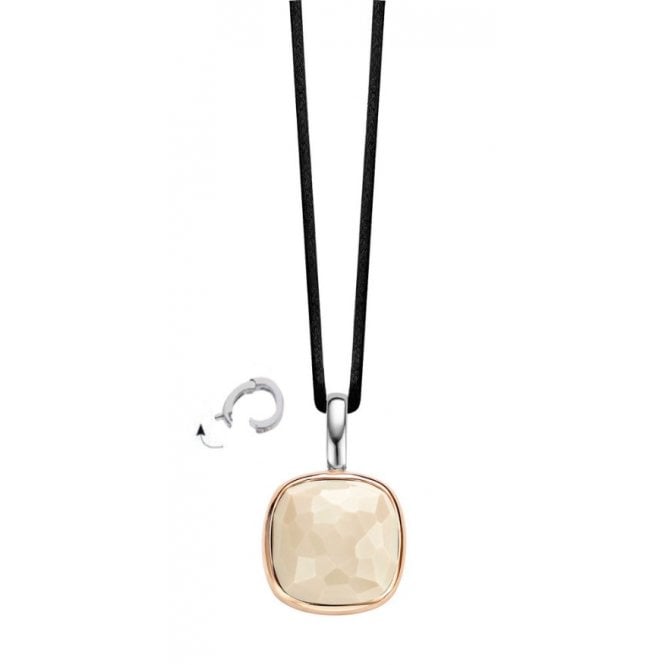 Ti Sento RGP Square Beige Stone Pendant 6712NU