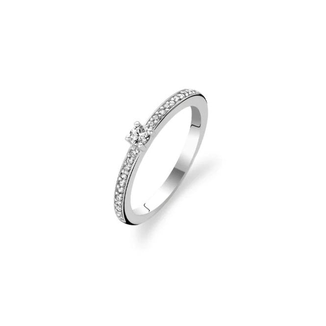 Ti Sento Silver Channel Set & Single Stone WCZ Ring 1869ZI/54