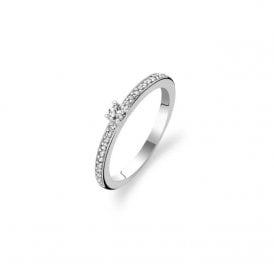 Silver Channel Set & Single Stone WCZ Ring 1869ZI/54