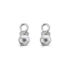 Silver Grey Pearl & WCZ Pendants For Earrings 9083PG