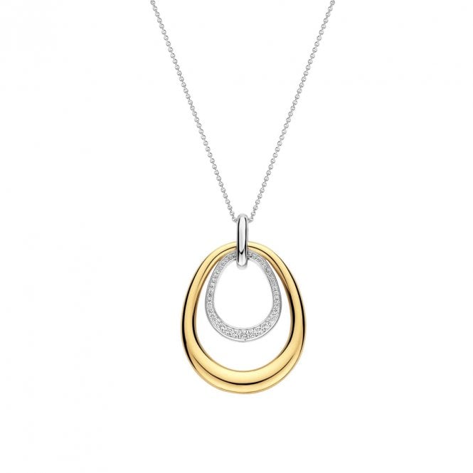 Ti Sento Organic Double Drop Zirconia Necklace 34140ZY/42
