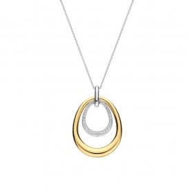 Organic Double Drop Zirconia Necklace 34140ZY/42