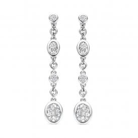 Oval Zirconia Earrings Silver 78104ZI