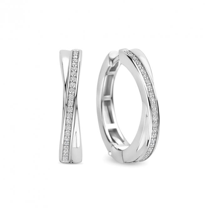 Ti Sento Zirconia Crossover Hoops Silver 78099ZI