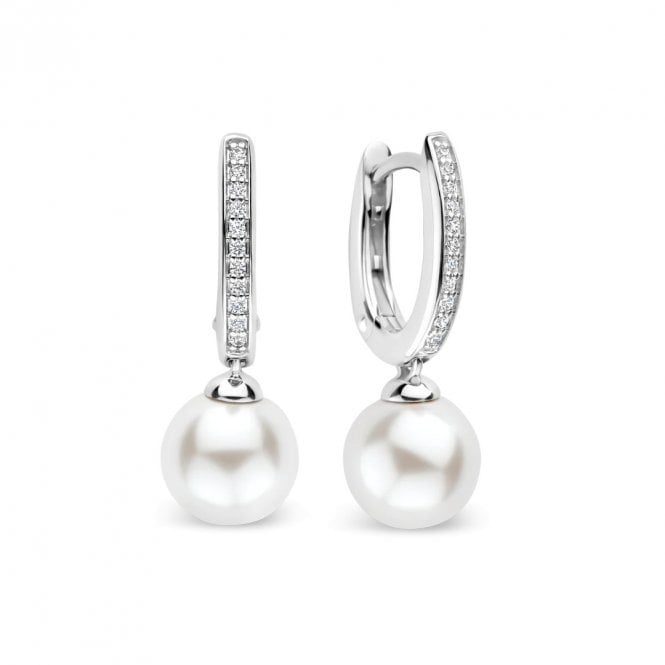 Ti Sento Zirconia Pearl Hoops Silver 78092PW