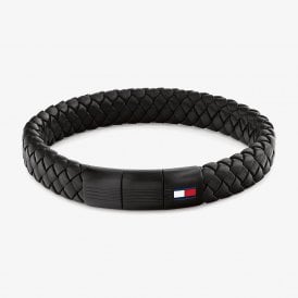 Black Clasp Braided Leather Bracelet 2790662