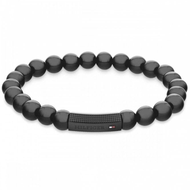 Tommy Hilfiger Black IP Onyx Beaded Bracelet 2790581