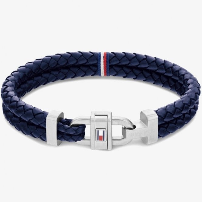 Tommy Hilfiger CARABINER NAVY BRAIDED LEATHER BRACELET 2790362