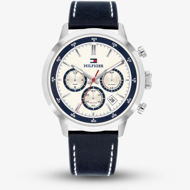 Tommy Hilfiger Gents Kent Chronograph Blue Leather Strap Watch 1710751