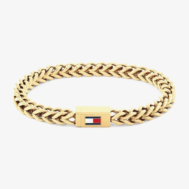 Tommy Hilfiger Gold Tone Braided Logo Clasp Bracelet 2790648