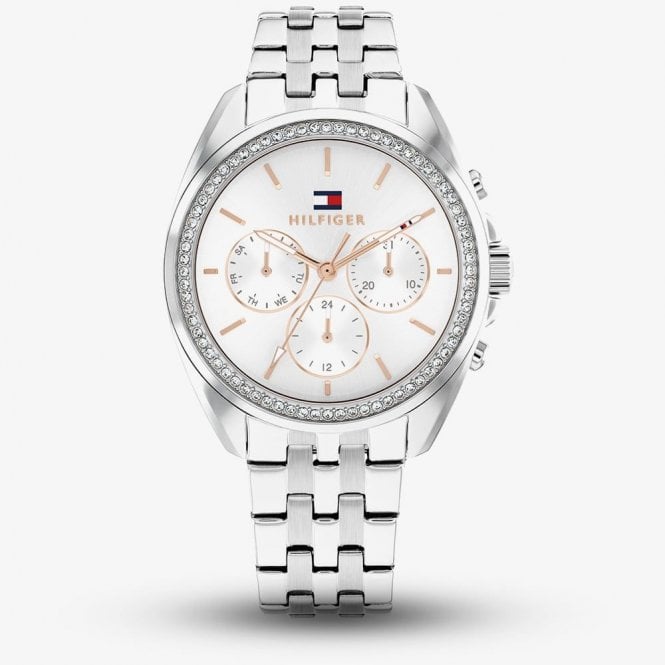 Tommy Hilfiger Ladies Mellie Silver Dial Stone Set Watch 1782802