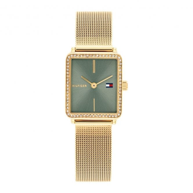 Tommy Hilfiger Ladies Tea Yellow Gold Green Dial 1782791