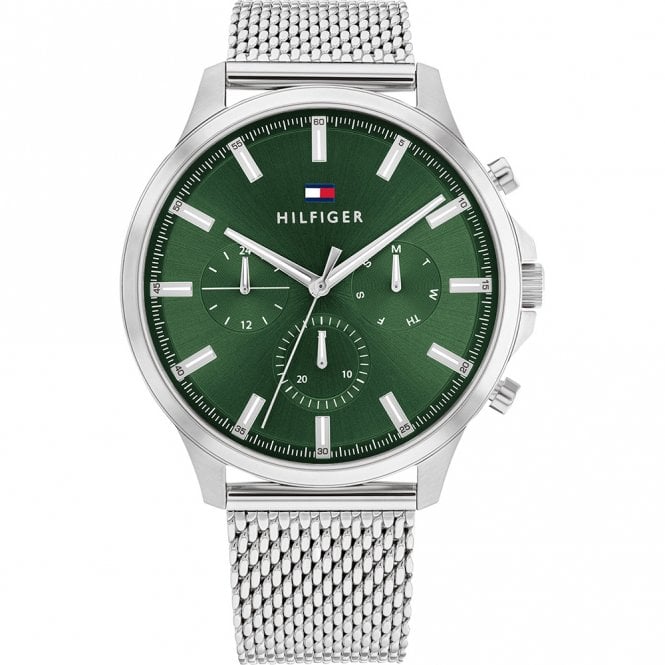Tommy Hilfiger Ryder Chronograph Steel Mesh Bracelet & Green Dial (1710499)