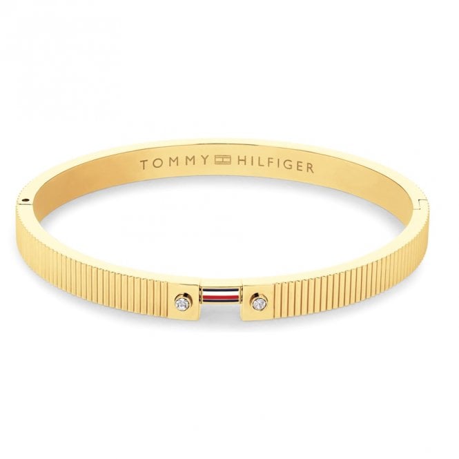 Tommy Hilfiger Stainless Steel Gold Tone Crystal Bangle 2781048