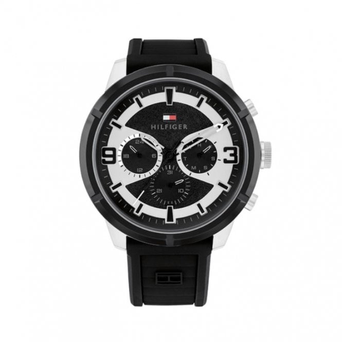 Tommy Hilfiger Wild Black & Steel Dial Silicone Strap 1792074