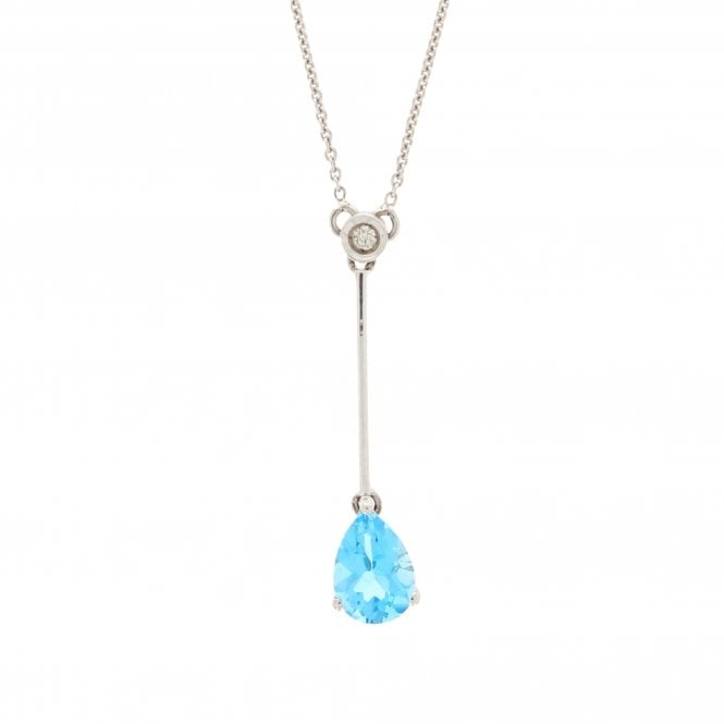 Topaz 18ct White Gold Pendant Necklace 