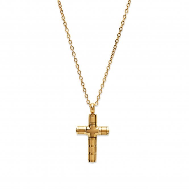 Unique & Co Jewellery Steel & Gold IP Plated Cross & 50CM Chain AN-128/50CM