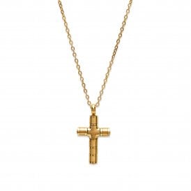 Steel & Gold IP Plated Cross & 50CM Chain AN-128/50CM