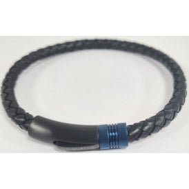 BLACK LEATHER IP MATTE STEEL CLASP B519BL/19CM