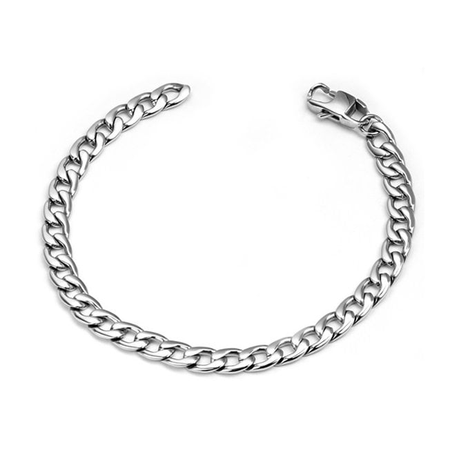 Unique & Co Jewellery SS POLISHED FILED CURB 7MM LAB-208/19CM 