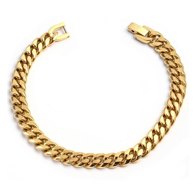 Unique & Co Jewellery SS YG IP MATTE & POLISHED FILED CURB LAB-202/21CM