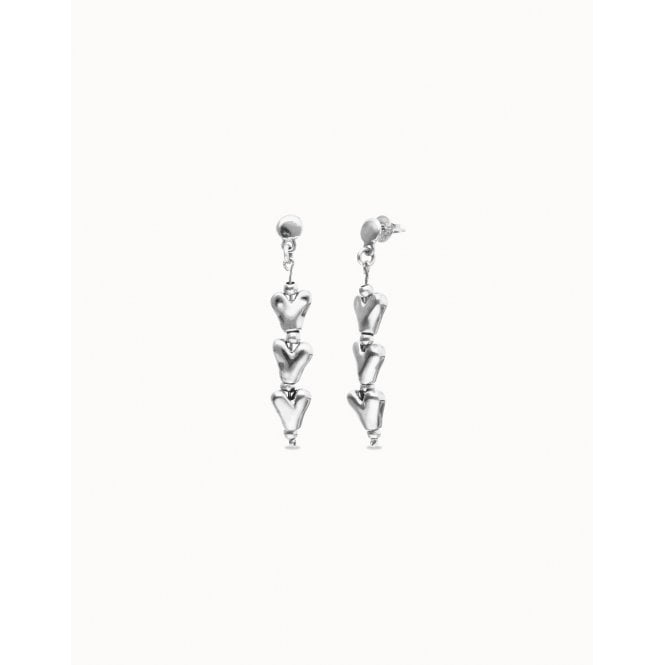 UNO de 50 Pálpito Chained Heart Drop Earrings PEN1072MTL0000U