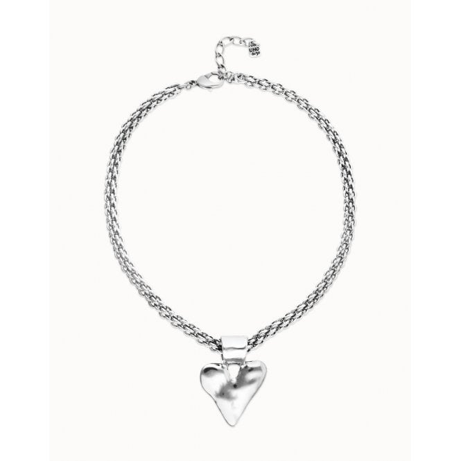 UNO de 50 Pálpito Thick Chain Heart Necklace COL2075MTL0000U