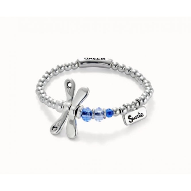 UNO de 50 SER REBELDE DRAGONFLY & BLUE BEADS BRACELET PUL2475AZUMTL0L