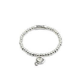 UNOde50 Silver Plated White Crystal Heart Bracelet PUL2514CRSMTL0L - Large 