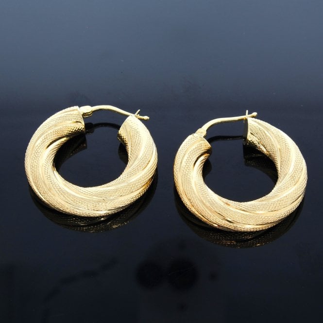 Vintage  9ct Gold Twisted Hoop Earrings