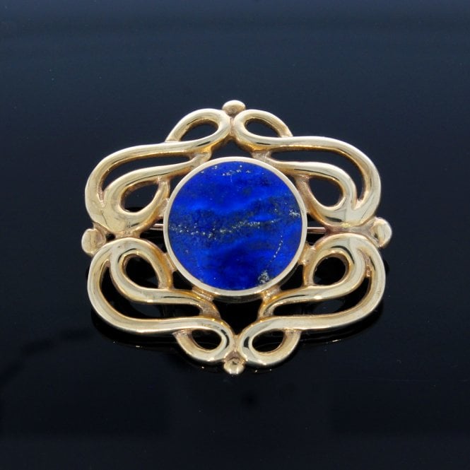 Vintage 9CT YG & LAPIS BROOCH