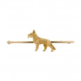 9ct Gold Alsatian Dog Brooch