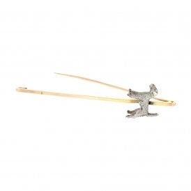9ct Gold & Silver Schnauzer Dog Brooch