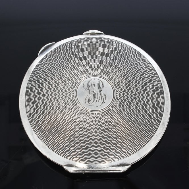 Vintage Hallmarked 1946 Silver Compact & Powder Mirror