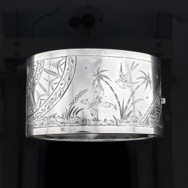 Hand Engraved Extra Large Silver Bangle