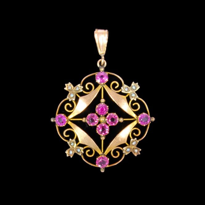Vintage Rose Gold Almandine Pendant BP6705