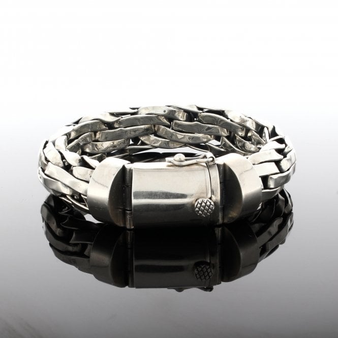 Vintage Sterling Silver Large Weave Bracelet