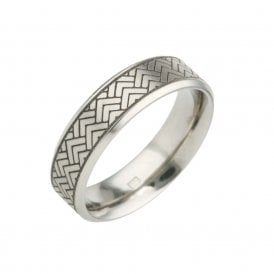 6mm Wide Herringbone Pattern Titanium Ring T.LR1393.G