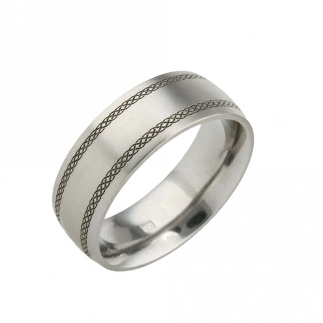 Wedding 8mm Wide Celtic Pattern Titanium Ring T.LR1388.G