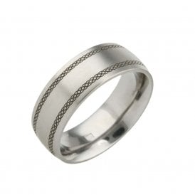 8mm Wide Celtic Pattern Titanium Ring T.LR1388.G