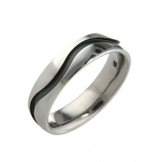 Wedding Wave Groove 4mm Titanium Ring TLR1237